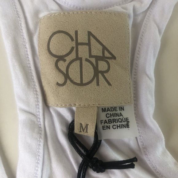 NWT CHASER Basic White V-Neck Waist Tie Racerback Comfy Tank Top Size Medium - Picture 4 of 7